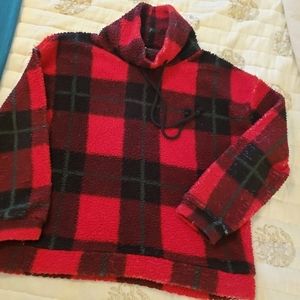 Rockin Round jrs L red/black buffalo plaid high collared sherpa
